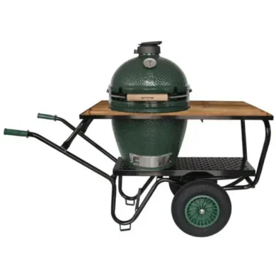 |Big Green Egg Large in Kruiwagen + Houten Werkblad|||||