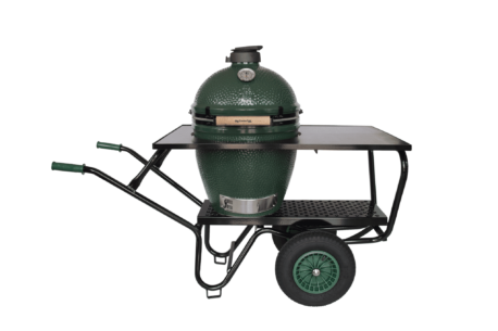 Big Green Egg Large in Kruiwagen + Houten Werkblad|Big Green Egg Large standaard|Big Green Egg Large in Kruiwagen + Houten Werkblad