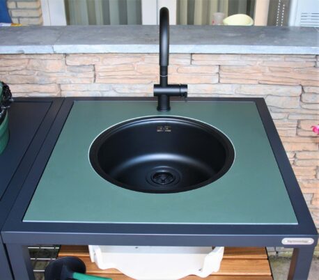 Big Green Egg Dekton Feroe Groen--Uitsparing kraan en Wasbak