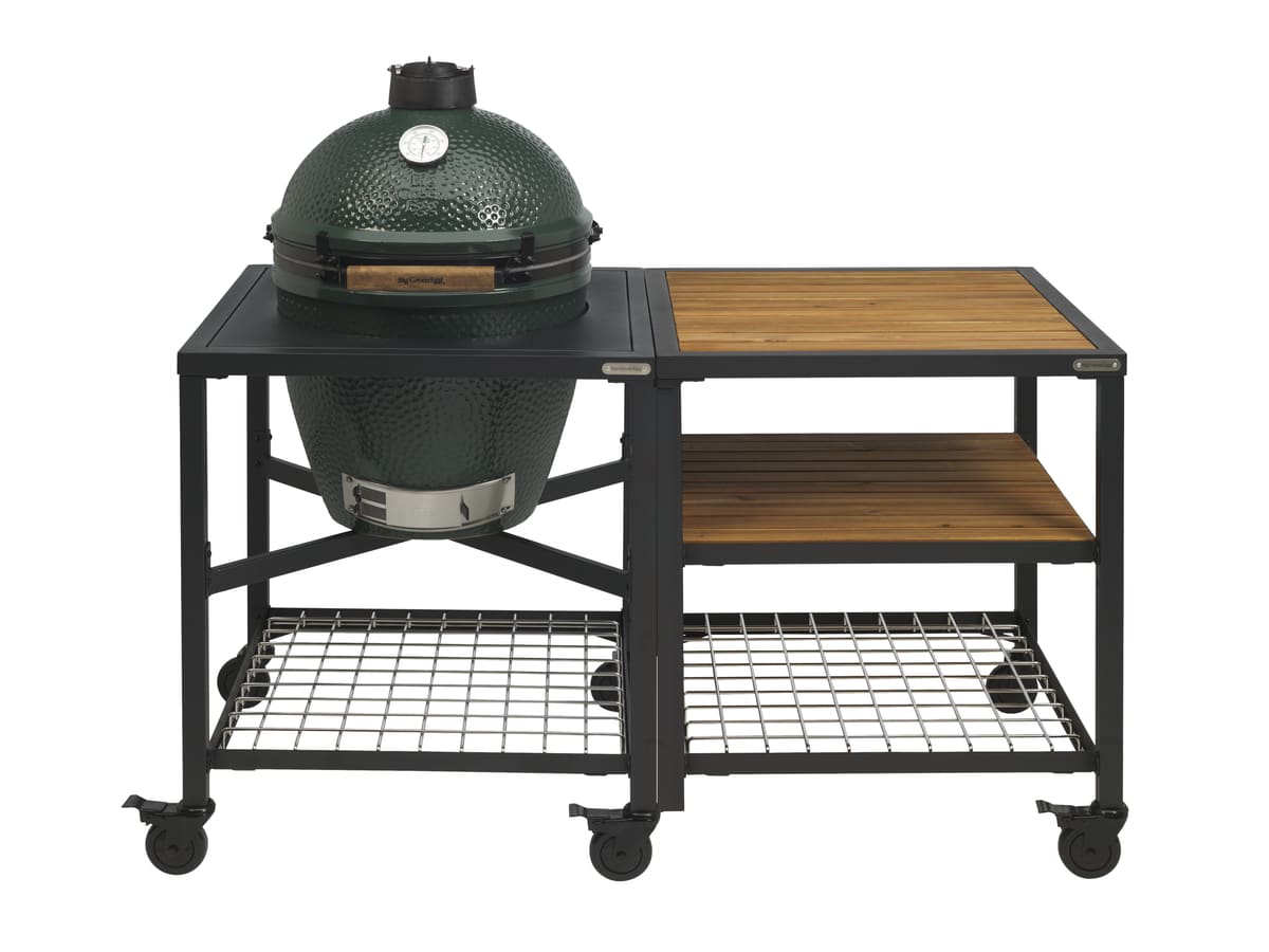 Big Green Egg Medium & Frame +Expansion Frame+wood+wood+grid